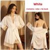 Private Sexy Pajamas, Women's Long-sleeved Satin Lace Lace-up Nightgown and Robe