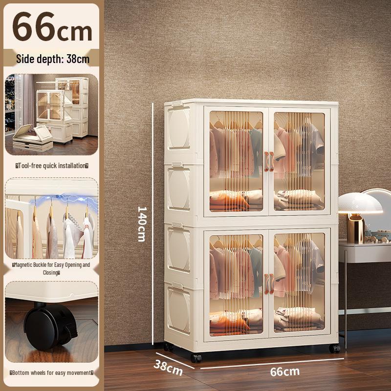 Foldable Children's Wardrobe: No-Assembly Storage Cabinet & Organizer Box for Baby's Room
