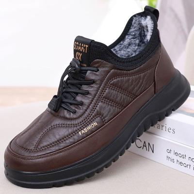 Winter Warm Leather Shoes Men's Cotton Shoes Piled Thickened Warm Slip In the Elderly Sports Dad Shoes Elderly Shoes