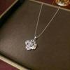 Women's Simple Style Gold Zircon Rose Flower Necklace with Diamond Accents, Titanium Steel Clavicle Chain