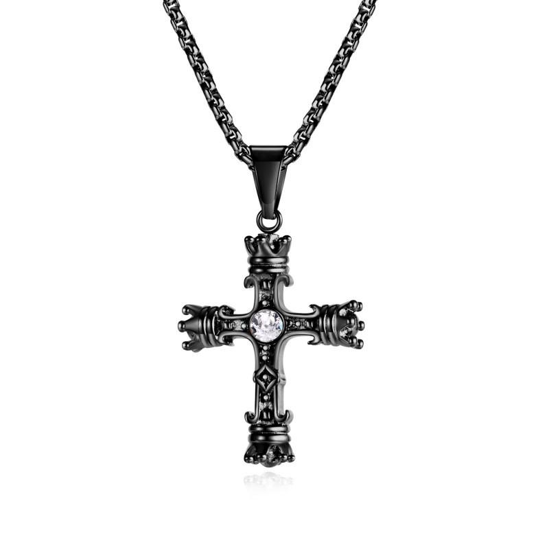

European American Personalized Fashion Stainless Steel Crown Pendant Trendy Cross