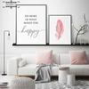 Nordic Style Pink Feathers Posters and Prints Love Poster Simple Decortion Picture for Girl Room Canvas Painting for Living Room