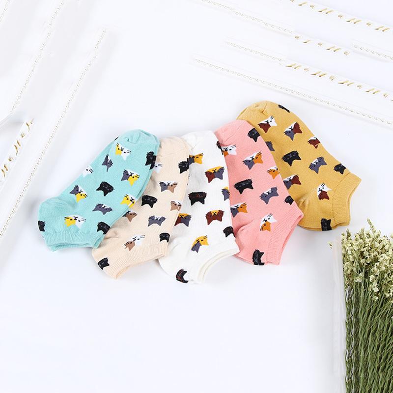 3 Pairs New Cartoon Cute Cat Face Thin Section Invisible Shallow Mouth Women's Cotton Socks Short Tube Socks Spring Summer Meias