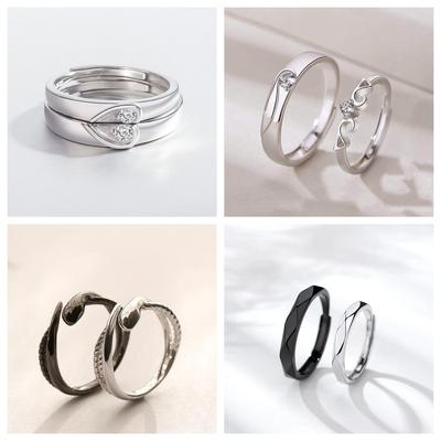 Koreanische Mode 1 Paar Einfache Zirkonringe für Paare Für Damen Herren Paar Goth Ring Luxuriöser Öffnungs-Fingerring Schmuckgeschenke für Liebende