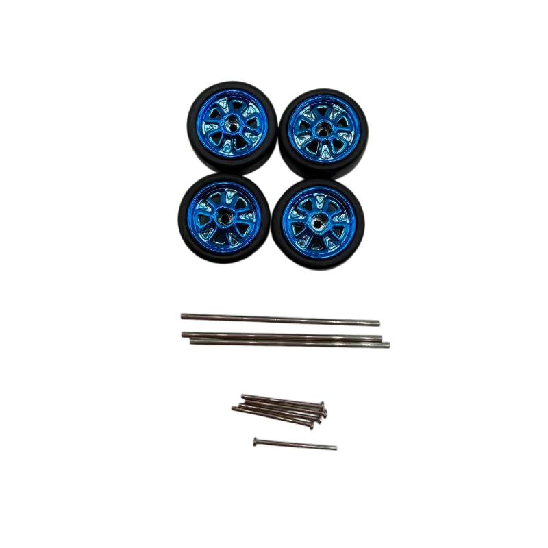 1 Set Diy Accessories 1/64 Model Wheels With Slicks Rubber Tires For Toy Model Petal Wheel Diecast Cars Refiting Parts