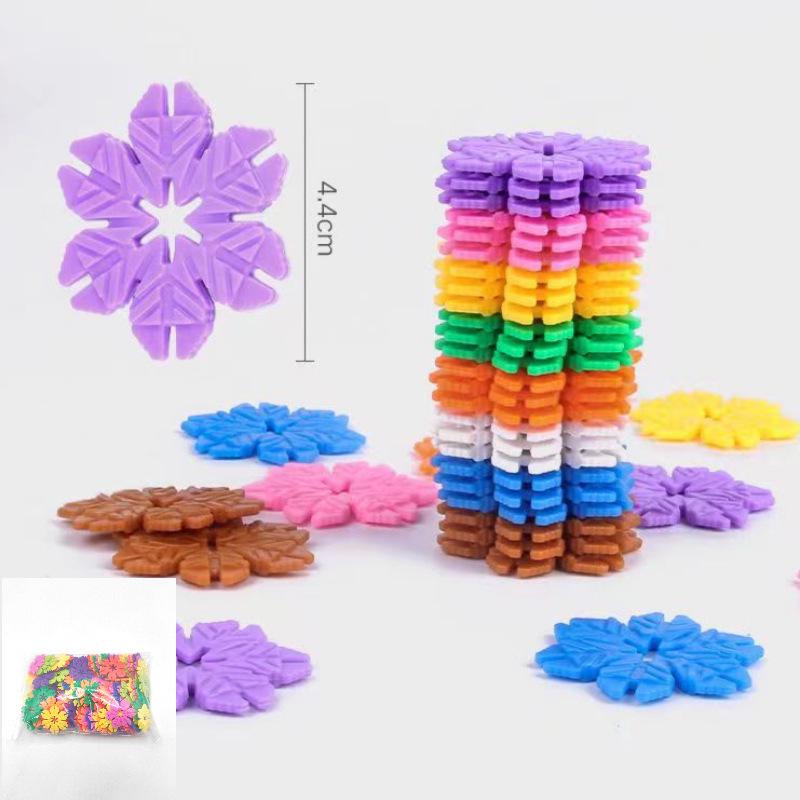 Thickened Leaf Snowflake Building Blocks: Educational Interlocking Toys for Children Ages 3-6, Ideal for Kindergarten DIY Play