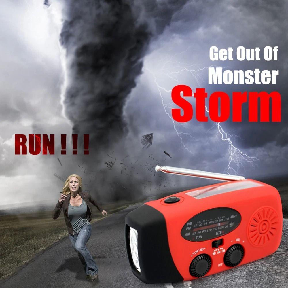 Multifunctional Emergency Radio with LED Flashlight FM AM WB NOAA Solar Radio Hand Crank Powered 600mAh