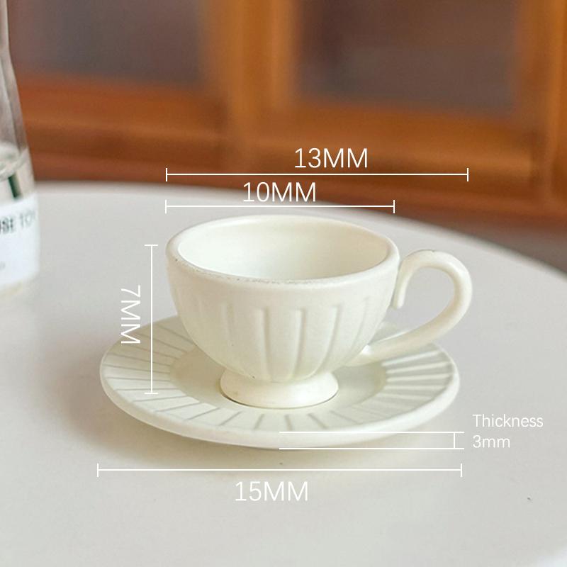 

2 шт. Кукольный домик Миниатюрная столовая посуда Мини Кофейная чашка с блюдцем с вертикальным узором Набор Игрушечная модель Аксессуары для кукольного домика