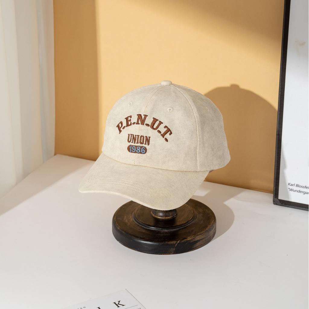 Soft top washed letter three-dimensional embroidery men's color matching baseball cap tide outdoor breathable sunshade women's cap