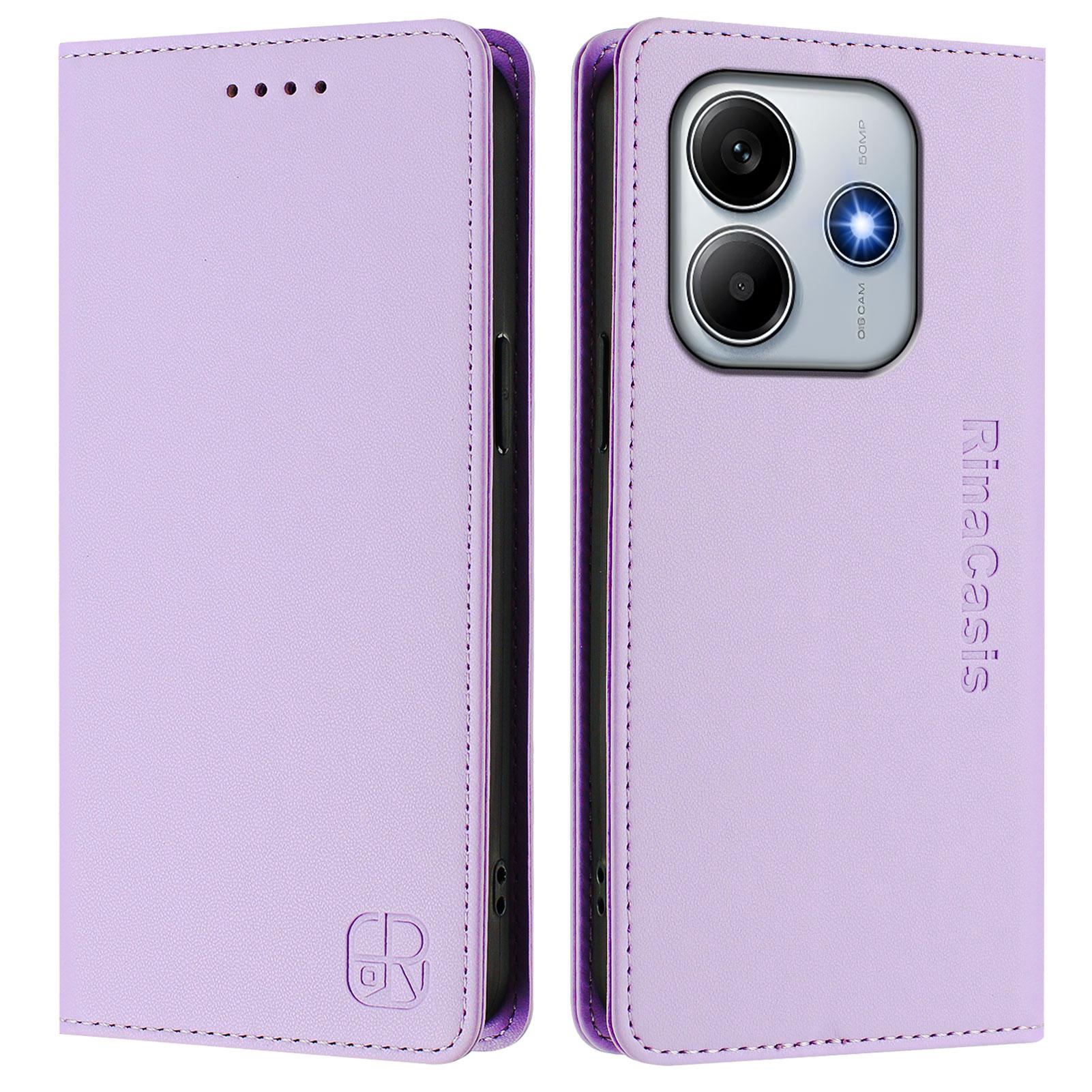 

Магнитный чехол для Xiaomi POCO M6 M5 M5S M4 M3 M2 M1 X6 X5 X4 X3 F6 F5 F3 Роскошный кожаный чехол-книжка с 2 слотами для карт, противоударный Xiaomi Poco M3 фиолетовый