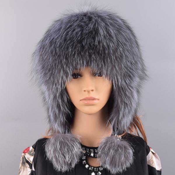 Fox Fur Hats For Women Winter Warm Natural Geniune Real Fur Hats with Earflaps Handsewn Fashionable Bomber Hat Ushanka
