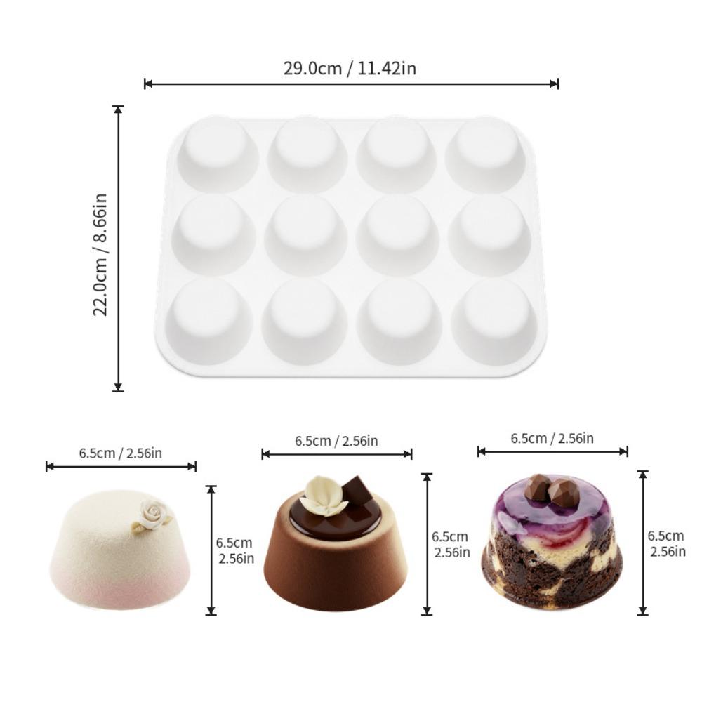 

Heat-Resistant Silicone Baking Molds 12 Cavity Chocolate Dessert Mold Kitchen Bakeware 29*22cm білий