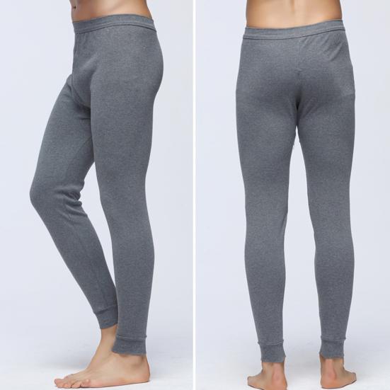 Yousheng Men Pants Elastic Waist Thermal Insulation Long Johns Solid Color Travel Work School Bottoming Trousers Pajamas Trousers