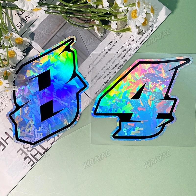 1PC 0 To 9 Arabic Numerals Holographic Carbon Fiber Motorcycle Stickers Waterproof Motorbike Front Fairing Scooter Vinyl Decals