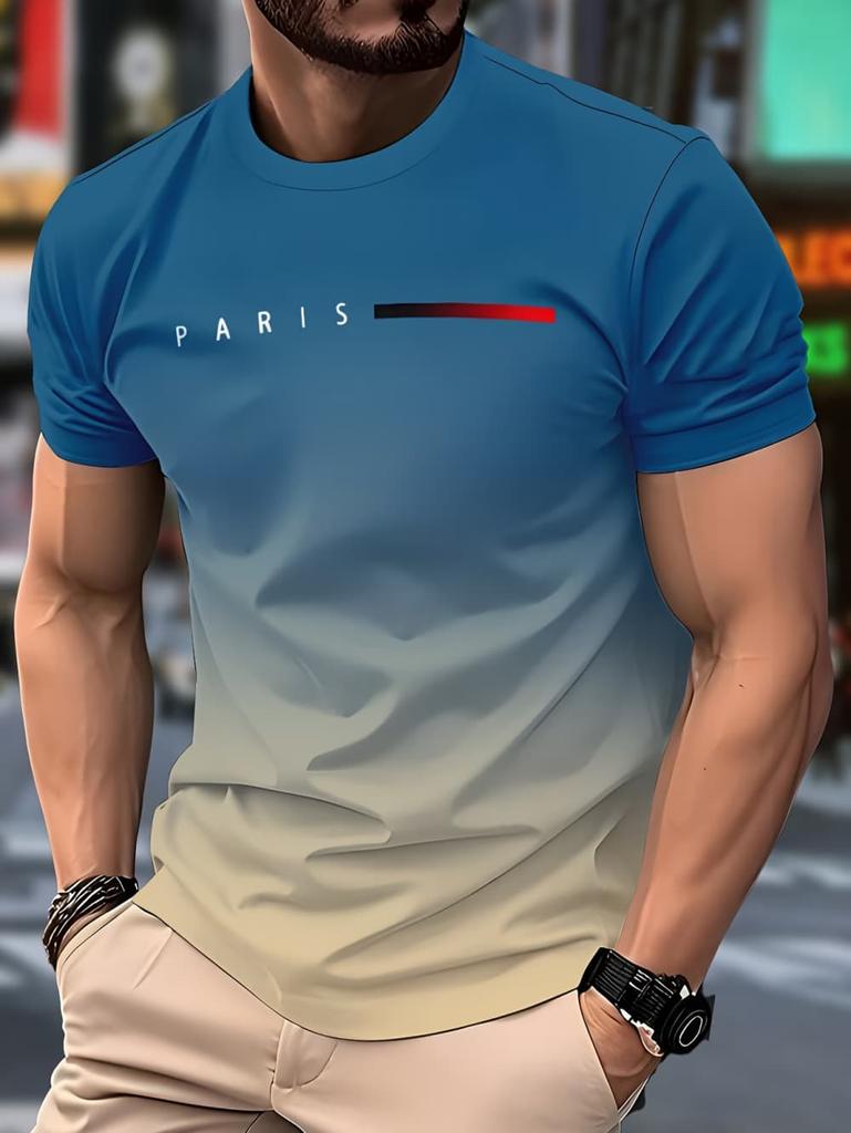 Summer Simple Print Men's Clothing Fashion Loose Men's T-Shirt Summer Outdoor Breathable Men Top New Round Neck Men Short Sleeve