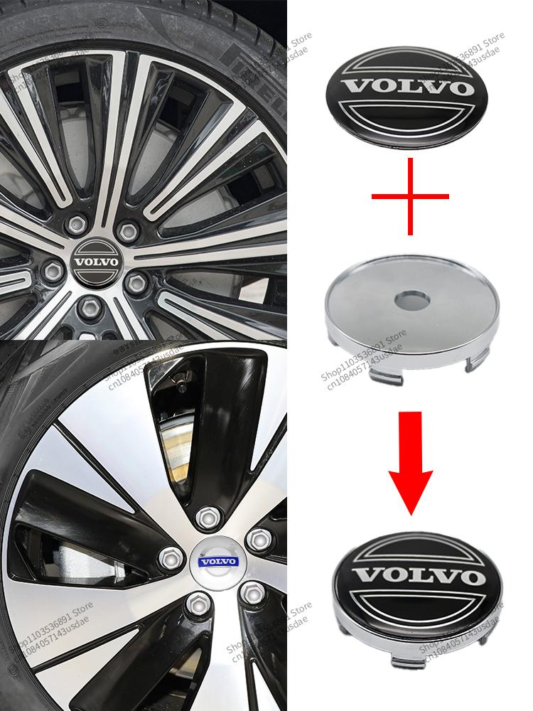 4ks 56/60mm Samolepky na středové krytky kol pro auto Kryty středů kol Pro Volvo Rdesign T6 AWD C30 C70 S40 S60 S70 S80 S90 V40 XC70