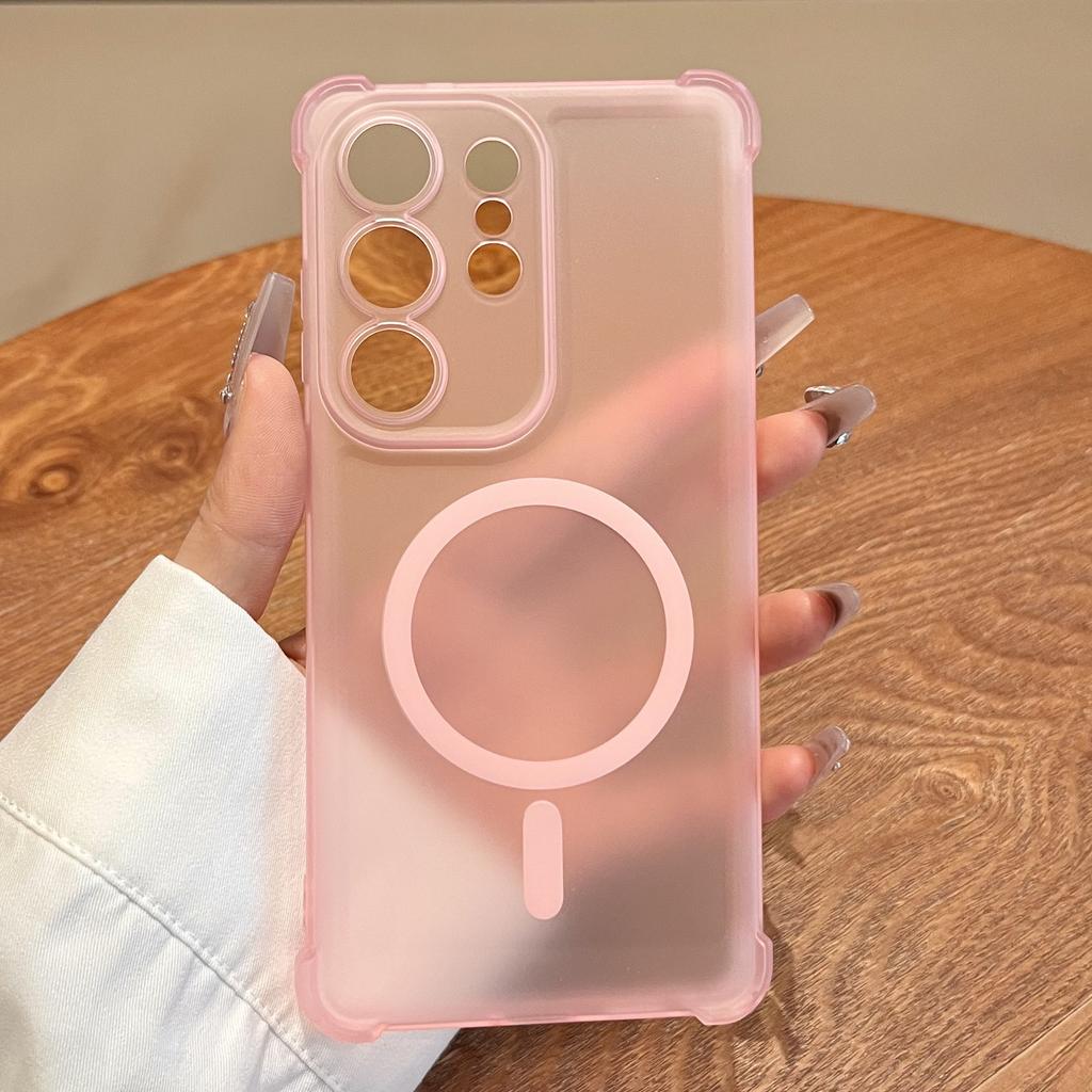 Applicable To S26Ultra Mobile Phone Case Simple Ice Mist Magnetic Suction S25u Four-corner Airbag Anti-drop S24u Protective Cover