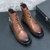 Fashion 2024 New Thick-soled Leather Boots Men's Short Boots Fashion Motorcycle Boots Tooling Boots High-top 8-hole Combat Outdoor Boots