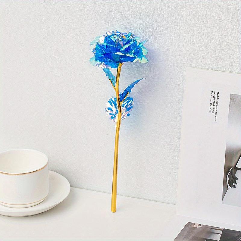 

10 шт. Искусственный цветок розы 24k Алюминиевая фольга Розовое золото Роза Свадьба Домашний декор Любовник Освещение Креативный домашний декор 10pcs синий