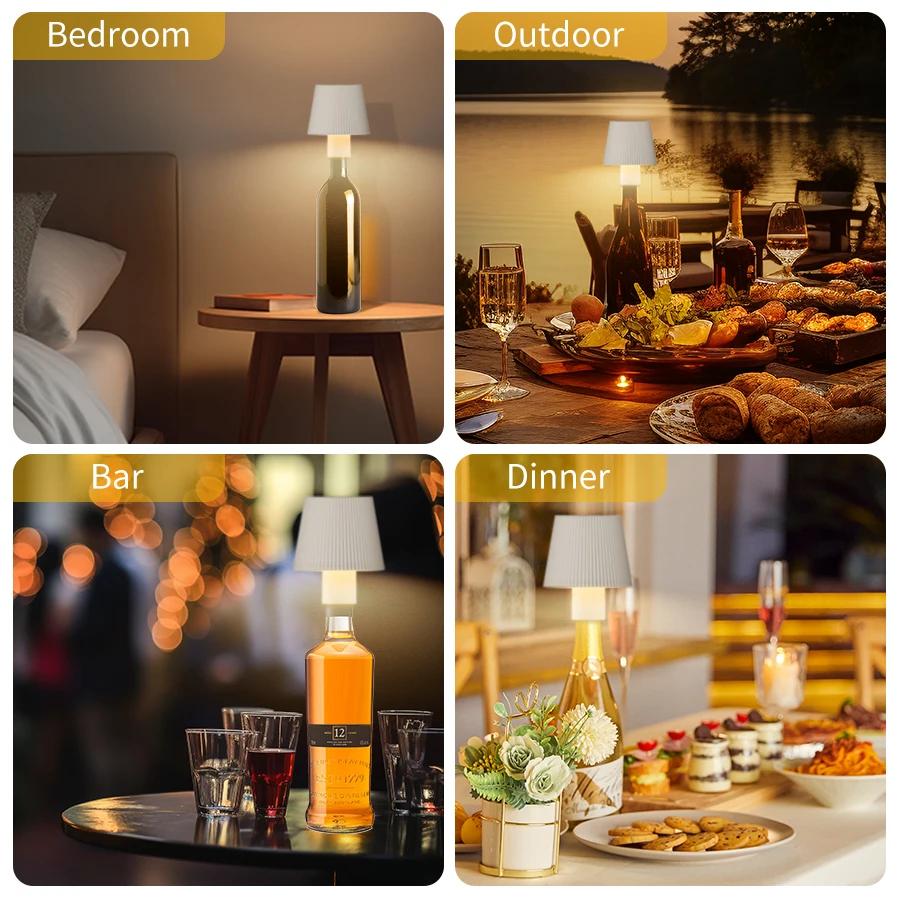 LED Desk Lamp Rechargeable 3 Color Dimming Modern Touch Switch Table Light For Bar Club Restaurant Bedroom Decor Lighting