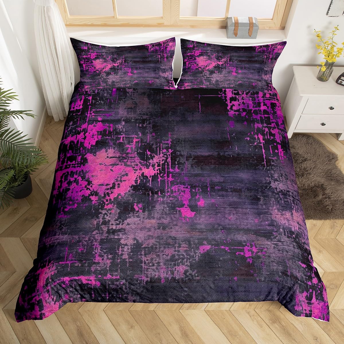 Abstract Watercolor Comforter Cover,Exotic Teal Pastel Bed Linen Collection Vintage Trippy Batik Quilt Cover Grunge Aesthetic Comforter Cover EU Single(135x200cm)