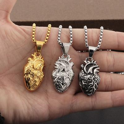 Personalizovaný a kreativní přívěsek lidského orgánu, Trendy vakuově pokovený nerezový pánský přívěsek srdce