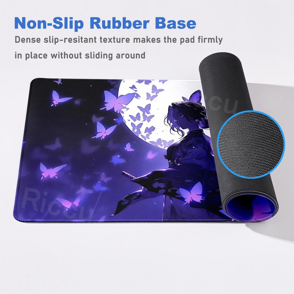 Mouse Pads Extended PC Purple Flower D-demon Slayer Desk Mat New Kochou Shinobu Table Mat Laptop Anime Girl Gamer Rubber Carpets