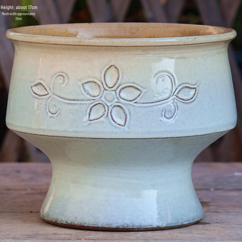 Minimalist Large Coarse Pottery Flower Pot for Succulents and Green Plants