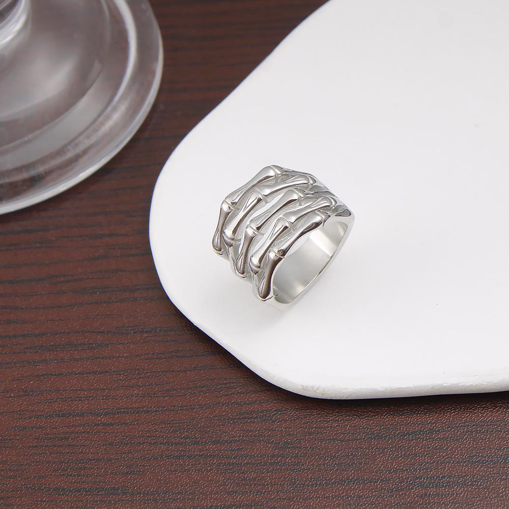 Geometric 18K Gold Stainless Steel Wide Hollow Ring with High-End Feel