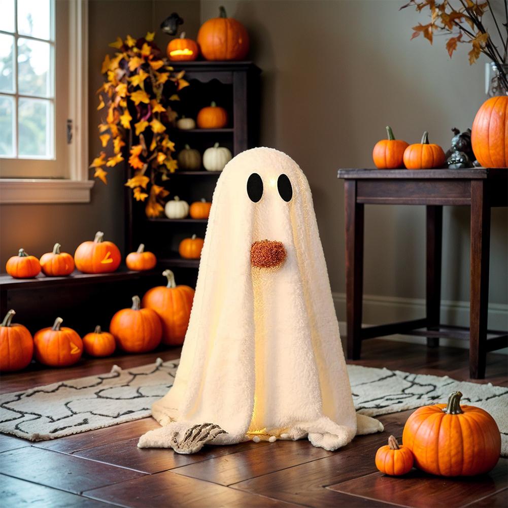 Soft Fabric Tabletop Decoration with Built-In Lights for a Spooky Home Office Fireplace and Ghost Pumpkin LED Halloween Decor