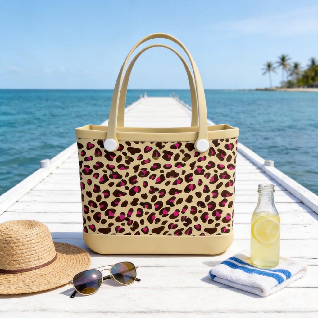 Eva-Material-Tragetasche mit buntem Aufdruck für Freizeit, Reisen und Strand