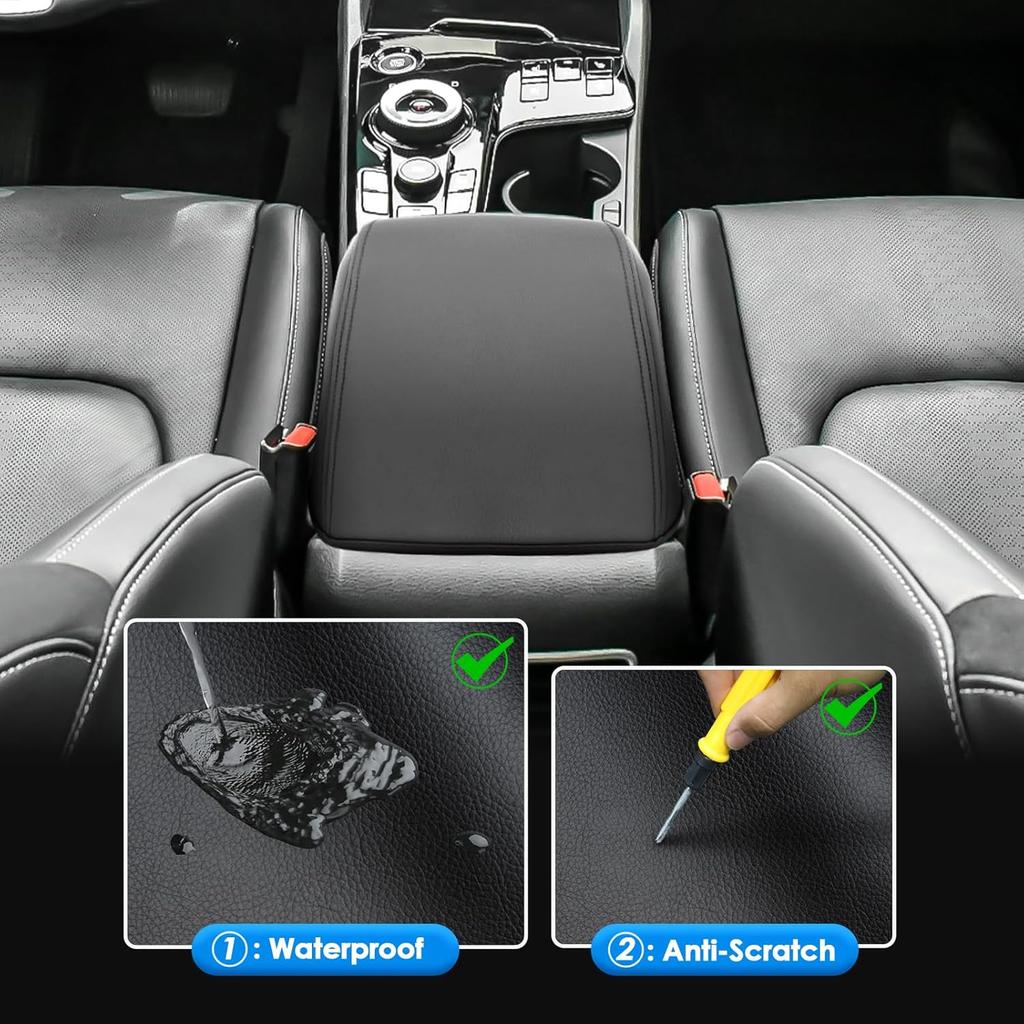 2025 2026 Sportage Center Console Cover for Kia Sportag e (LX/EX/X-Line/SX/SX Prestige/X-Pro/X-Pro Prestige), Waterproof&Comfy Leather Armrest Cover