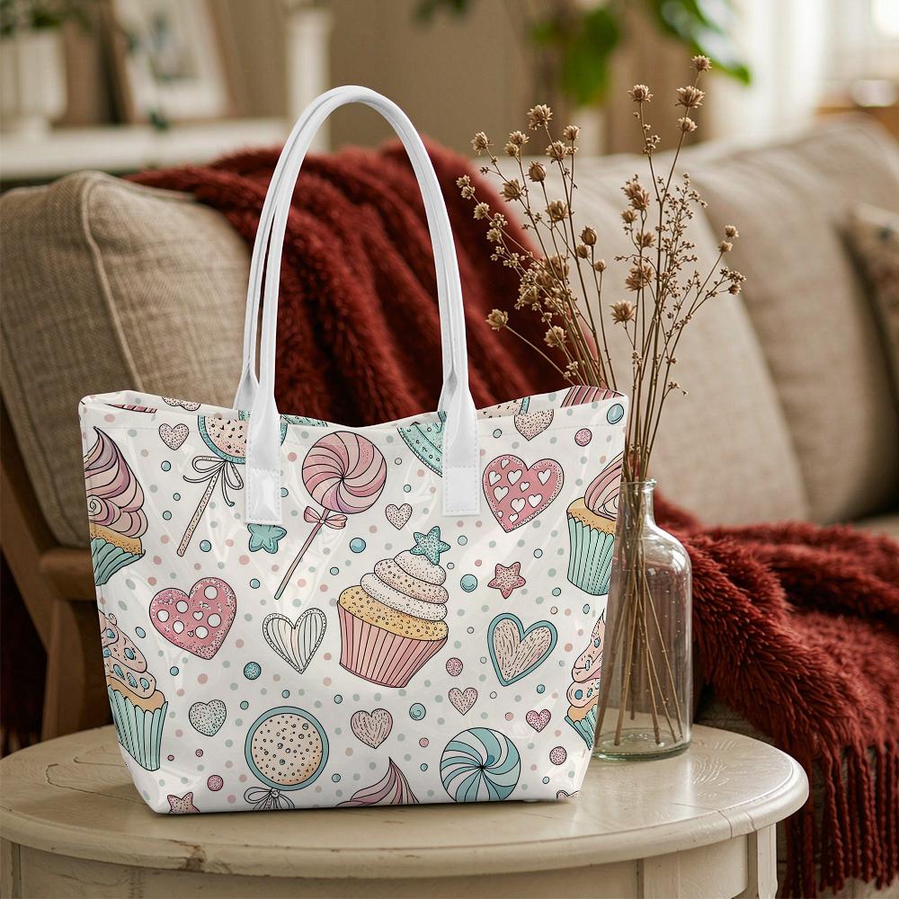 Sweet Dessert Print Fashion Casual Shoulder Tote Bag for Daily Use