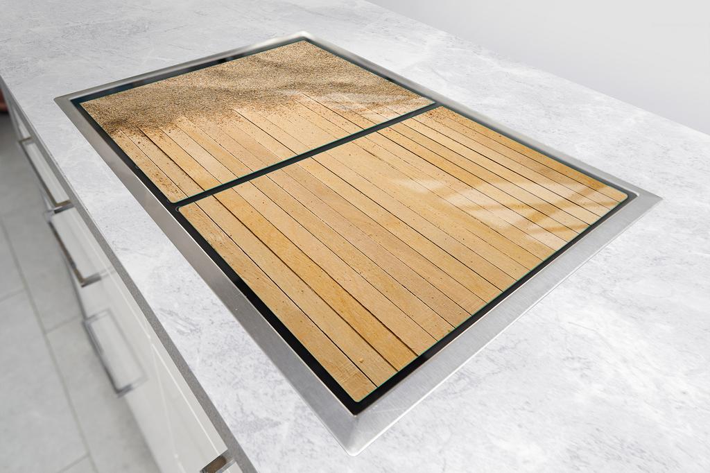 SZKLANA PŁYTA OCHRONNA DO KUCHNI 2x35x52 PIASEK