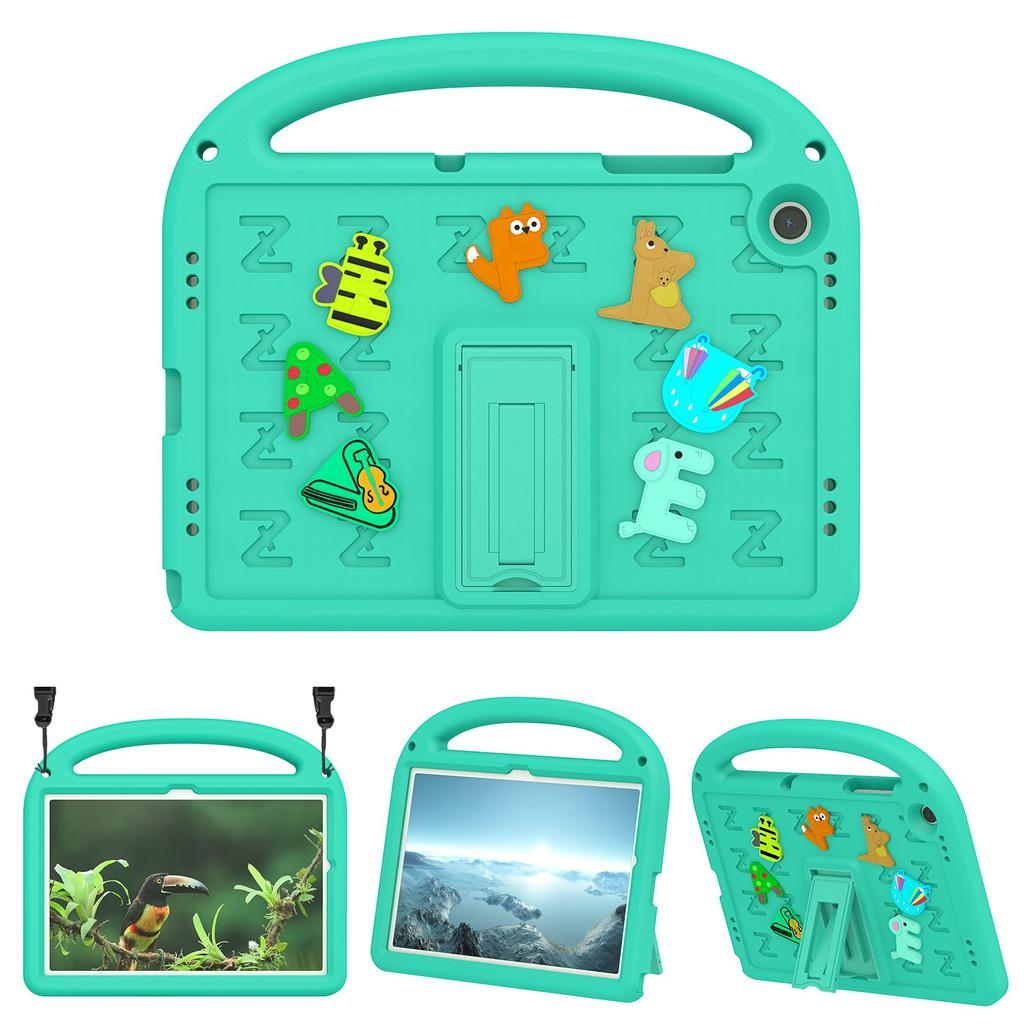 For Samsung Galaxy Tab A11+/A9+ Kickstand Case Cartoon Design Anti-Drop EVA+PC Tablet Cover with Strap for Kids
