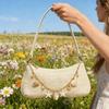 Yogodlns Summer Straw Handbag Purse Chic Weaving Shoulder Bags with Seashell Embellishments Tote Bag for Women Vacation