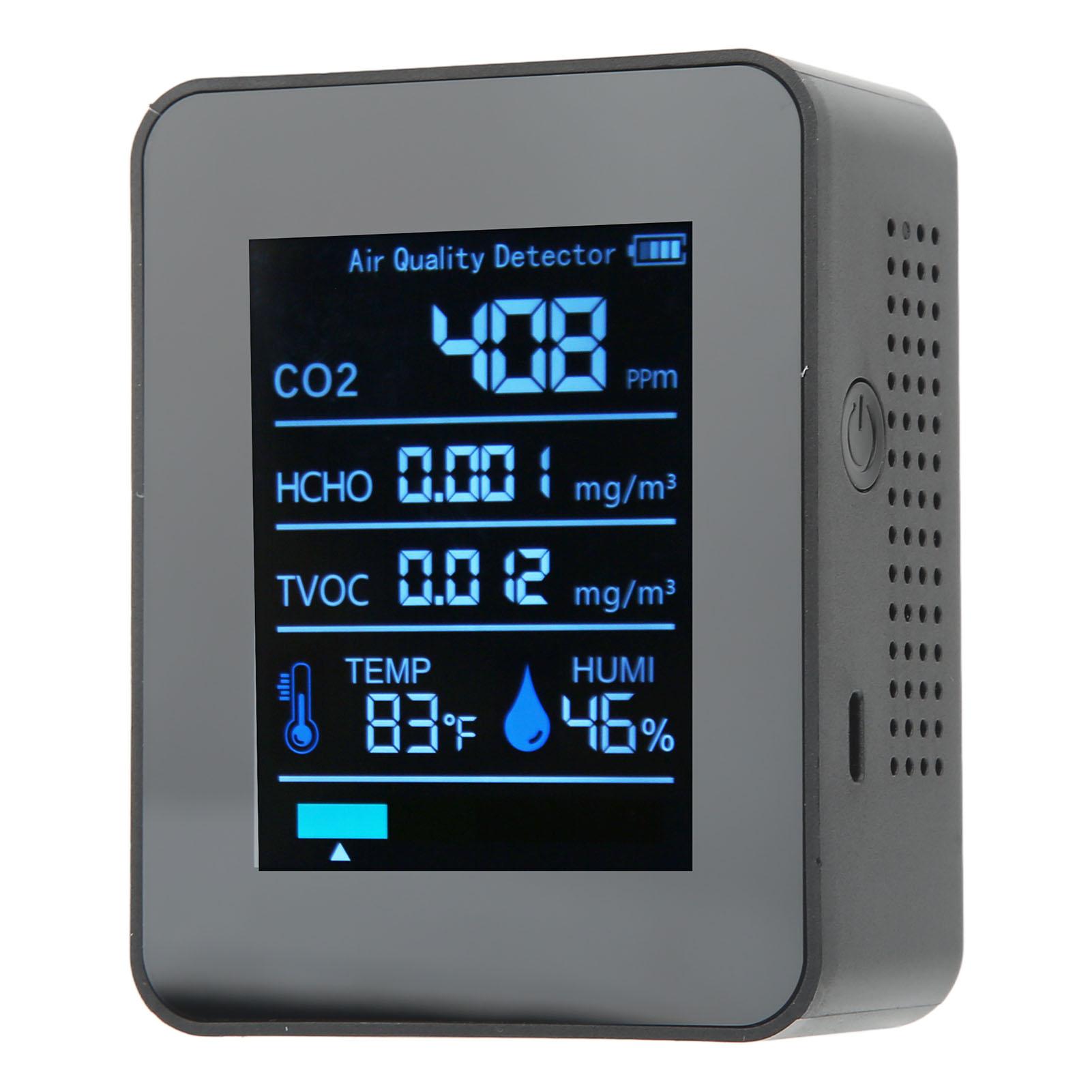 

Air Quality Detector 5 in 1 Real Time Detect CO2 TVOC HCHO Temperature Humidity Monitor Portable Carbon Dioxide Meter