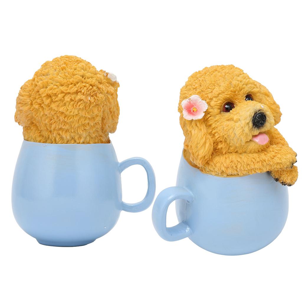 Originality Cup Dog Ornament Synthetic Resin Crafts Garden Decoration for Home YardYellow