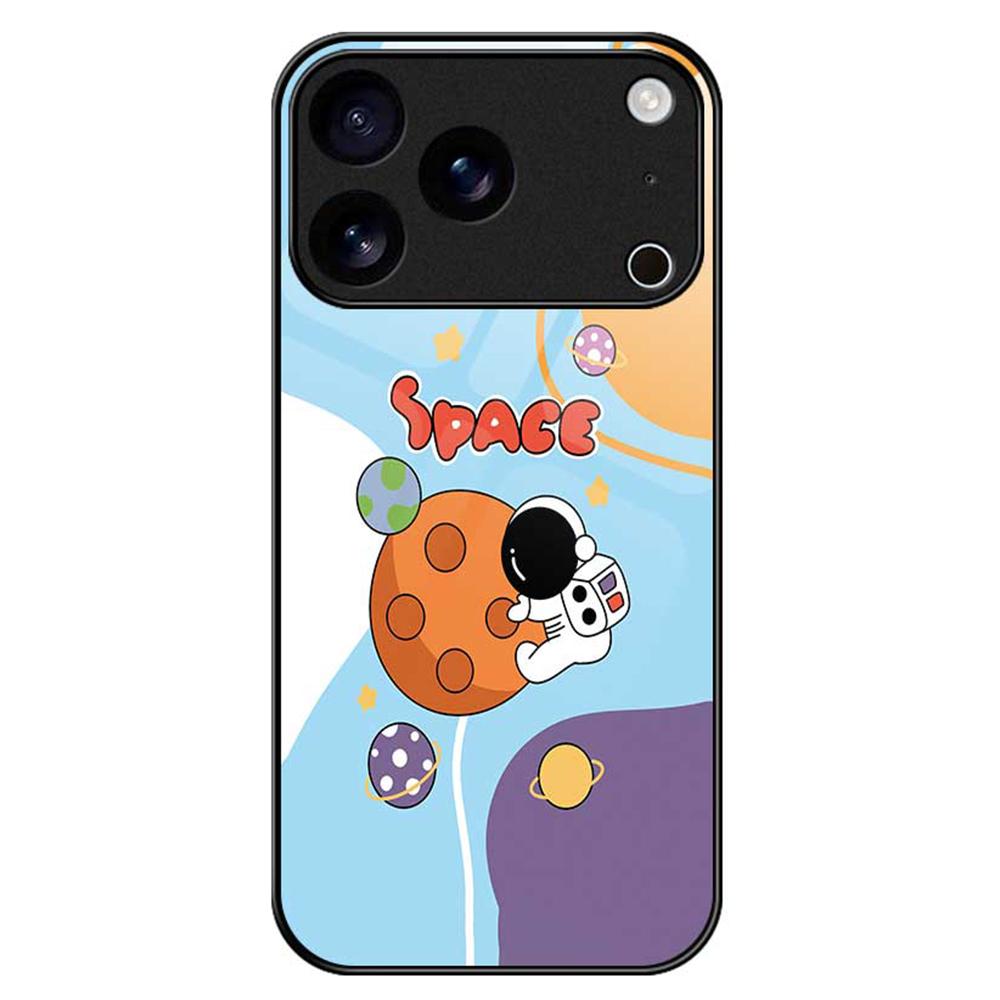 For iPhone 17 Pro Case PC TPU Tempered Glass Pattern Printing Phone Back Cover
