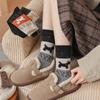 1/5Pairs Cartoon Dog Pattern Women'S Socks Harajuku Breathable Autumn Winter Mid-Tube Socks Soft Christmas Gifts Stockings