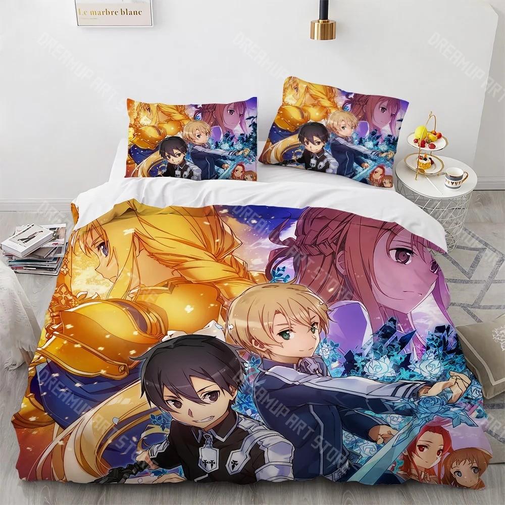 3D Printed Sword Art Online SAO Kirito Asuna Bedding Set for Boys Girls Duvet Cover Twin Queen King Full Single Double Sizes