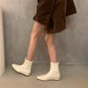 2025 Korean version of the new white short boots, retro versatile and simple inner height-increasing slope heel short tube temperament small square h