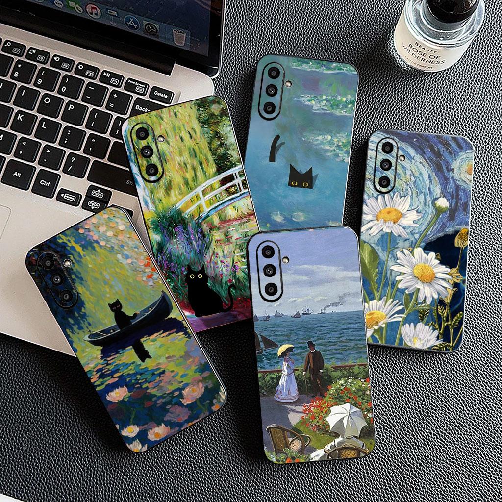 for Motorola Moto Edge 70 60 Fusion NEO Pro G Stylus G56 G96 G52 G04 G05 20 Phone Case Claude Monet Impressionism Waterlily Cat