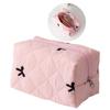 Polyester Quilted Lipstick Holder with Sophisticated Bowknot Pattern Large Capacity Makeup Bag  for Everyday Use