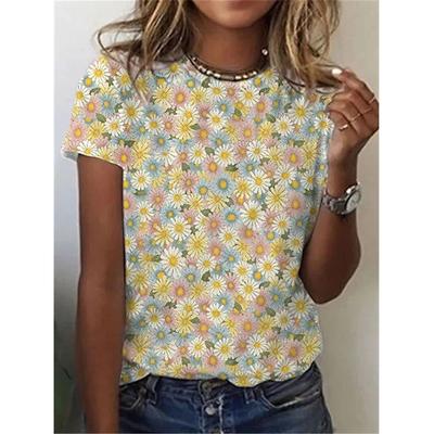 Summer Floral Flower 3D Print T-shirt Women Fashion Streetwear Short Sleeve T Shirts Harajuku Tees Tops Oversized Woman Clothing