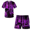 3D-Druck übergroßes modisches T-Shirt-Shorts-Set Harajuku Freizeit reifer Kurzarmanzug Mobile Technologie Zweiteiliges Set