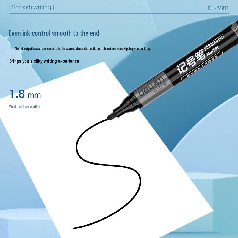 Deli 6881 Black Oil-Based Thick Tip Marker, 10-Pack чёрный