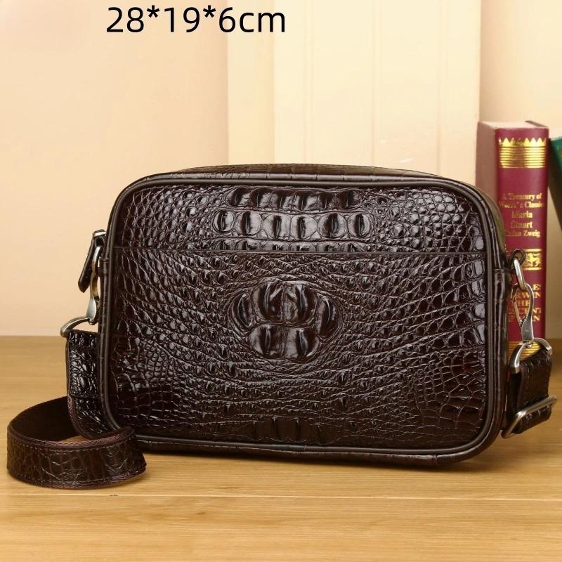 Crocodile Leather Men's Bag, Genuine Leather Messenger Bag, Business Fashion and Leisure Going Out, Large-capacity Small Bag, Men's Shoulder Bag.