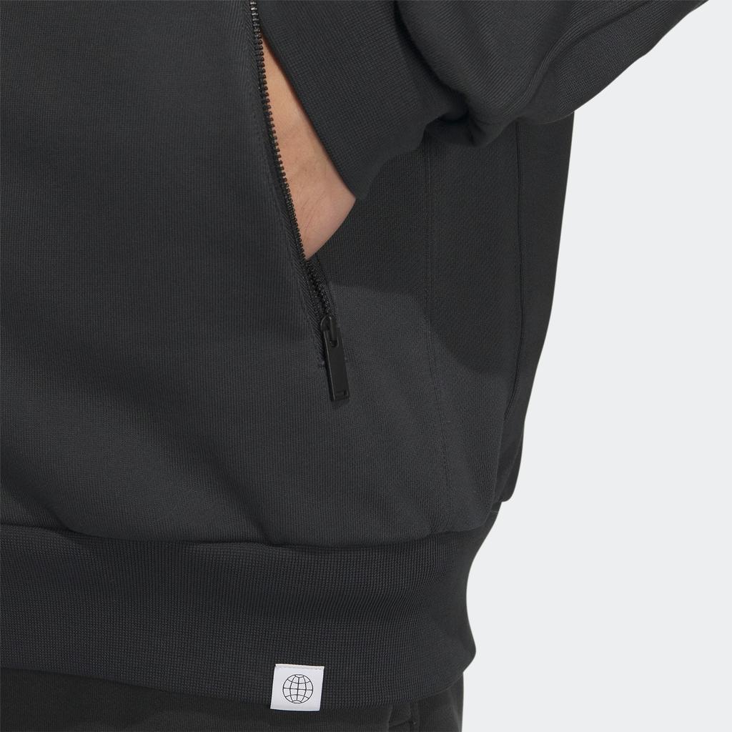 Adidas Pánská sportovní bunda Comfort s logem na zip, karbonově černá IK3464