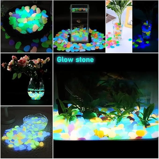 1200PCS Luminous Garden Pebbles Rocks are suitable for courtyard and walkway decoration, DIY Blue Decorative Glowing Stones